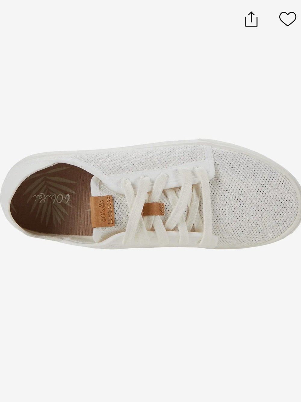 OluKai Pehuea Li White Knit Lace-Up Sneaker Shoes Collapsible-Back slip-on - Picture 2 of 10